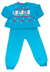 VTG Okie Dokie Girl 24M Kittens Sweatsuit Turquoise Made in USA 90s Kid