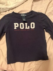Polo by Ralph Lauren Baby 18M Blue Long Sleeve Logo Crewneck Cotton Tee