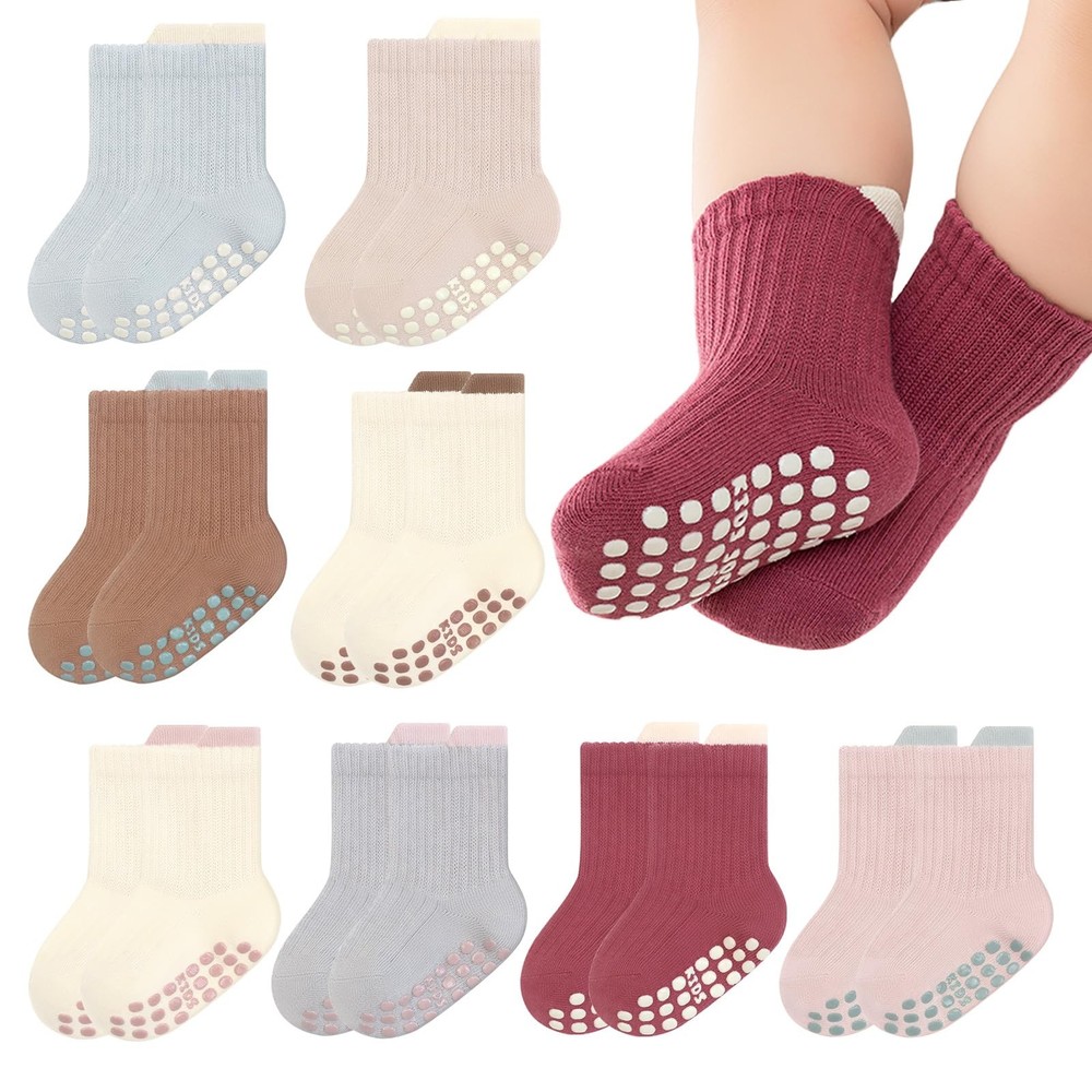 1-3T, Brown & Off-white(2 Pairs) & Light Blue & Red & Pink & &
