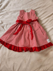 Cottagecore Coastal Nautical Beach Caroline Kate Girls 3T Red Cotton Dress USA
