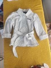 NWOT Calvin Klein Ruffled Belted Trench Coat Beige Size 2T Toddler Girl Jacket