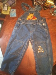 Vtg Size 2t Winnie The Pooh 100 Acre Lot Collection Blue Jean Embroidered Overal