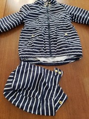 Logg H&M Toddler Jacket Sz 2-3 Zips Hooded Raincoat Kids Navy White Stripes