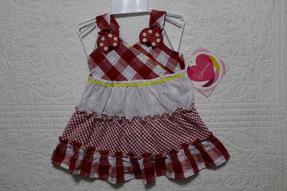 NEW YOUNGLAND BABY GIRLS SUN DRESS VARIOUS SIZES LADY BUGS RED WHITE YELLOW