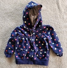 Carter’s Blue and Multi Color Polka Dot Hooded Zip Jacket Size 12M