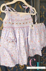 Girls Custom Hand Smocked & Embroidered Floral Bloomer Set Size 4T