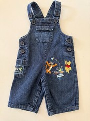 Infants 0-3 mo Disney Vintage POOH & FRIENDS Tiger Explore Cotton Denim Overalls