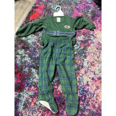 Carters kids Boy Vintage 18-24 Month plaid football 2pc Snap Footed Pj’s