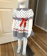 Vintage Girls 3T Dress Red, White & Blue Patriotic Toddler Polka Dot Dress