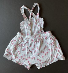 Vintage Baby Girl Wrap Around Ruffle Romper Sunsuit Ice Cream Cone Print