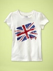 NWT GAP Sparkle Union Jack Flag Tee T-Shirt Shirt United Kingdom White Girls 5T