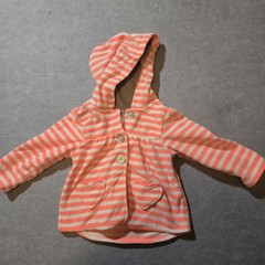 Carter’s Fleece Neon Orange Hooded Jacket size 12 months Fleece Heart Pockets