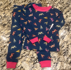 Wonder Nation Girls 18M 2-Piece Snug Fit Cotton Knit Butterfly Pajama Set