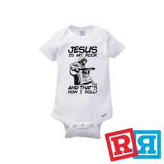 Jesus Is My Rock And Roll Christian Gerber Baby Onesie® Short Sleeve Bodysuit
