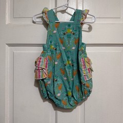 18 Month Zoo Girls Bubble Ruffle Animals One Piece Outfit Teal
