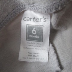 Carters Pull On Footed Sweatpants Infant Girls Size 6M Gray Cow Elastic Joggers