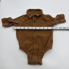 Baby Gap One Piece Button Up Shirt Boys Size 0-3M Brown Pocket.#43888