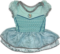 Disney Parks Baby Blue Silver Satin Short Sleeve Frozen Bodysuit Costume Sz 3 MO
