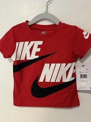 Nike Baby Boy 12 Months Shirt Red, Black & White Tee T-shirt New Top Only