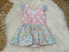 Cheeky Plum Girls Farrah Leotard 3T Pink Floral Bunny Ruffle Sleeveless