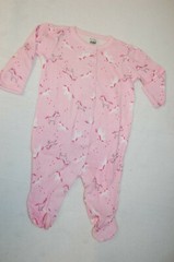 Baby Girls L/S KNIT SLEEPER PAJAMAS Footed PINK w/ UNICORNS Snap Up 0-3 MO