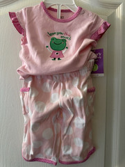 Carter’s 2pc Girls 3M Pink Frog Bodysuit & Polka Dot Pants Set Cotton