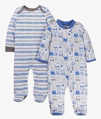 Lamaze Baby Boys Bear Print Cotton Sleep Play Zipper Snap Sleeper Set 2 PK 6M