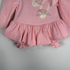 Vintage Tickle Me New York Pink Ballet Romper Rose Applique GlitteR MADE IN USA