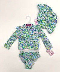 Tommy Bahama three piece beach swimwear set with turtle design and UPF