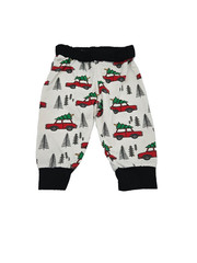 Baby Christmas Pants 6 -9M Red Car Tree Print Joggers Cotton Holiday