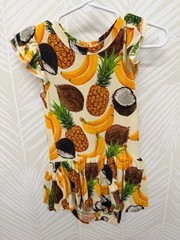 Sleeveless Fruit Print Bodysuit Dress Clothes Kids Summer Banana Coconut