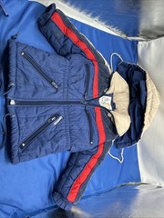 Vintage London Fog Puffer Jacket Kids Size 3M Retro Blue Red Off White Ski