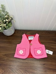 Old Navy Baby Girl Embroidered Corduroy Vest Pink 0 to 3 Mos