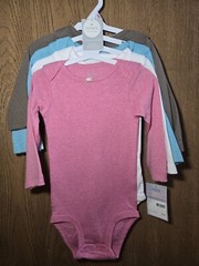 NWT Size 9M Carter’s 4 pack eyelet bodysuits pink white blue brown w/ roses New