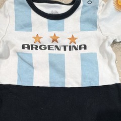 Argentina Soccer Striped Romper One-Piece, 12-18 Months, White/Blue/Black