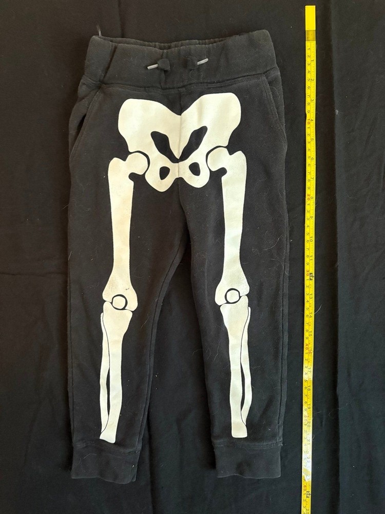 H&M boys size 2/4 years 2t 3t black skeleton sweatpants jogger