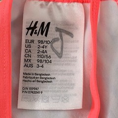 H&M Toddler Girls Size 2-4 Years Striped Ruffle Trim Bow Accent Bikini Swim Top