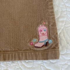 18-24 Months Gymboree Baby Girls brown tan Corduroy pink boots pants pull on EUC