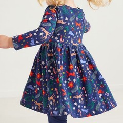 Hanna Andersson Girls’ Long Sleeve Winter Holiday Skater Swing Dress (6-12m)
