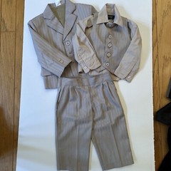 Fouger Suit Set Toddler Tan Pin Striped Used See Measurement In Pictures