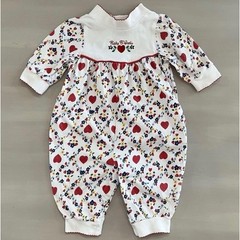 Vintage 90s Baby B’Gosh Infant Girl 3-6M Bubble Romper One Piece Heart Floral