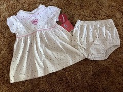 NWT Carter’s “Love” Dress Set Sz 6 Months White w Pink/Red Hearts