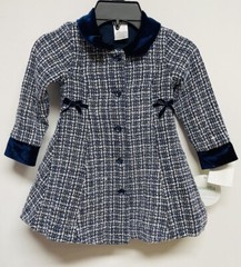 Nannette Baby Blue & White Tweed Faux Jewel Buttons Dress Coat – NWT, Size 24 MO