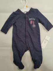 NWT Guess #1 Baseball Blue Chambray One Piece Newborn Infant Outfit 0-3 Month