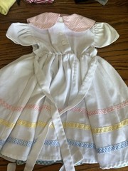 Vintage Bonnie Jean Girls 4T White A-Line Dress Gingham Collar