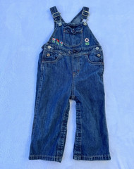 Y2K babyGap Blue Denim Floral Embroidered Overalls 18-24M