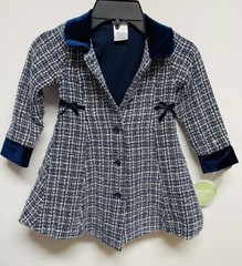 Nannette Baby Blue & White Tweed Faux Jewel Buttons Dress Coat – NWT, Size 24 MO