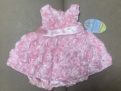 American Princess Girls Pink Rose Textured Dress With Shorts NEW Infant 6 Months