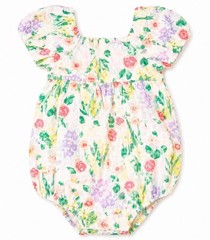 Cat & Jack Baby Girl Floral Bubble Romper 12M Puff Sleeve Spring Summer