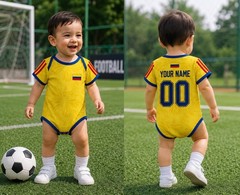 Personalized Colombia Baby Bodysuit, Custom Name Soccer Baby Outfit, Colombia Fo